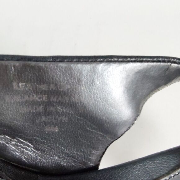 Vintage Y2K 90s Karen Scott Navy Blue Leather Slingback Pointy Toe Kitten Heel 9 - Picture 9 of 10